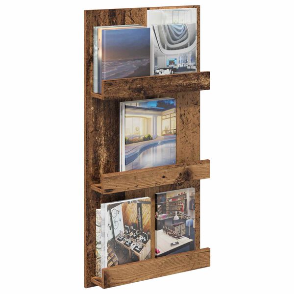 vidaXL &Eacute;tag&egrave;re &agrave; magazines avec &eacute;tag&egrave;re Bois ancien 51 x 11 x 102 cm
