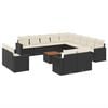 vidaXL Salon de jardin avec coussins 14 pcs noir r&eacute;sine tress&eacute;e