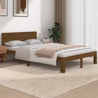 vidaXL Cadre de lit Marron miel Bois massif 120x190 cm Petit Double