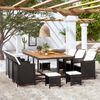 vidaXL Ensemble &agrave; manger d&rsquo;ext&eacute;rieur 11 pcs coussins r&eacute;sine tress&eacute;e