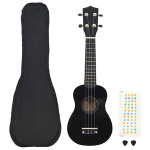 vidaXL Jeu de ukul&eacute;l&eacute; soprano avec sac pour enfants Noir 21"