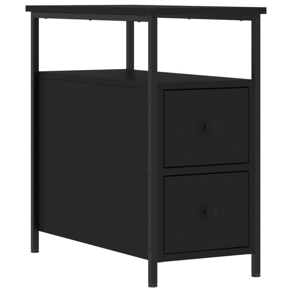 vidaXL Table de chevet noir 30x60x60 cm bois d&rsquo;ing&eacute;nierie