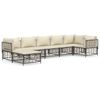 vidaXL Salon de jardin 7 pcs avec coussins anthracite r&eacute;sine tress&eacute;e