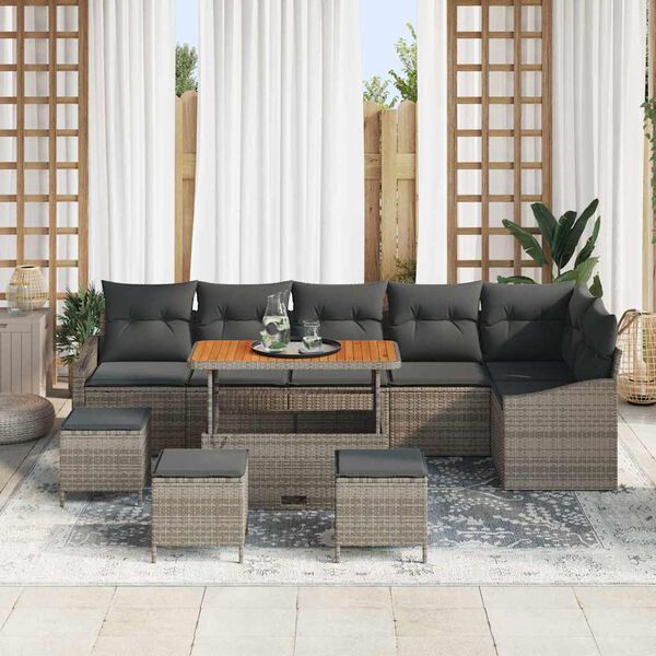 vidaXL Ensemble de canap&eacute; de jardin 10 pcs Gris Poly rotin