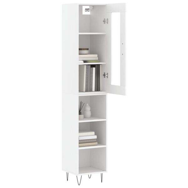 vidaXL Buffet haut Blanc 34,5x34x180 cm Bois d'ing&eacute;nierie