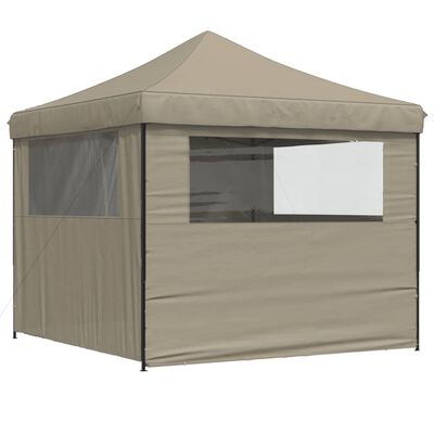 vidaXL Tente de réception pliable escamotable 4 parois latérales taupe