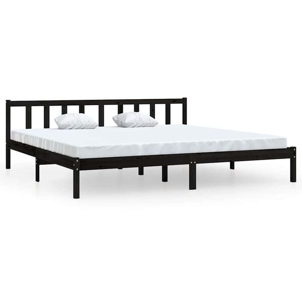 vidaXL Cadre de lit sans matelas noir bois massif 200x200 cm