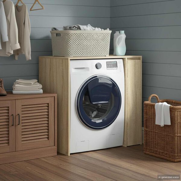vidaXL Armoire pour machine &agrave; laver avec porte Sonoma 87 x 60 x 89 cm
