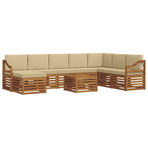 vidaXL Ensemble de canap&eacute; d'angle avec coussin 9 pcs Naturel et Beige