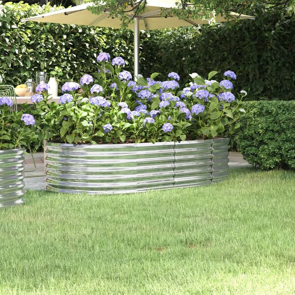 vidaXL Lit sur&eacute;lev&eacute; de jardin Acier galvanis&eacute; Argent&eacute;