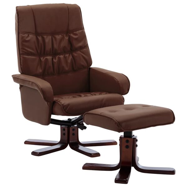vidaXL Fauteuil inclinable avec repose-pied marron similicuir
