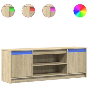 vidaXL Meuble TV avec LED ch&ecirc;ne sonoma 139,5x34x50cm bois d'ing&eacute;nierie