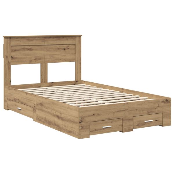 vidaXL Cadre de lit Ch&ecirc;ne artisanal 120 x 190 cm Bois d'ing&eacute;nierie