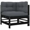 vidaXL Salon de jardin 5 pcs avec coussins noir bois massif