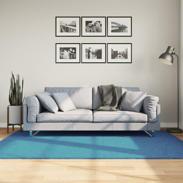 vidaXL Tapis OVIEDO &agrave; poils courts turquoise 140x200 cm