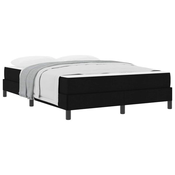 vidaXL Lit &agrave; ressorts avec matelas Noir 160 x 200 cm tissu