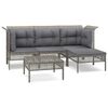 vidaXL Salon de jardin 5 pcs avec coussins Gris R&eacute;sine tress&eacute;e