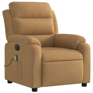 vidaXL Fauteuil inclinable de massage &eacute;lectrique marron velours