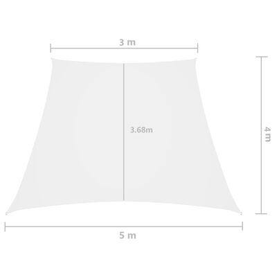 vidaXL Voile de parasol Tissu Oxford trapèze 3/5x4 m Blanc