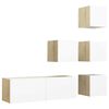 vidaXL Ensemble de meuble TV 5 pcs blanc ch&ecirc;ne sonoma bois ing&eacute;nierie