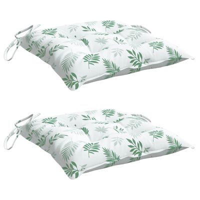 vidaXL Coussins de chaise lot de 2 à motif de feuilles 50x50x7 cm