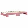 vidaXL Lit de jour avec gigogne et tiroirs rose 100x200 cm velours