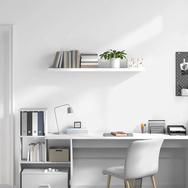 vidaXL &Eacute;tag&egrave;re murale flottante Blanc brillant 120x23,5x3,8 cm MDF