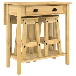 vidaXL Ensemble de bar 3 pcs bois de pin massif