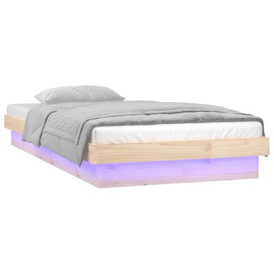 vidaXL Cadre de lit à LED sans matelas bois massif