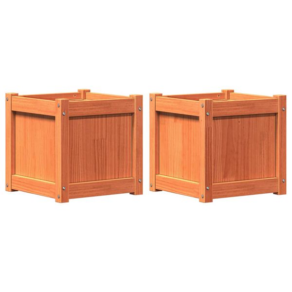 vidaXL Jardini&egrave;res 2 pcs cire marron bois de pin massif