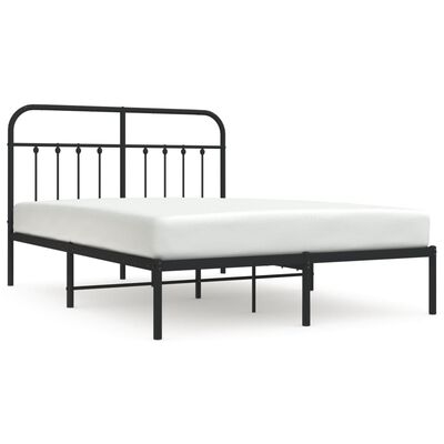 vidaXL Cadre de lit métal sans matelas avec tête de lit noir 135x190cm