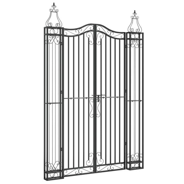vidaXL Portail de jardin noir 121x8x180 cm fer forg&eacute;