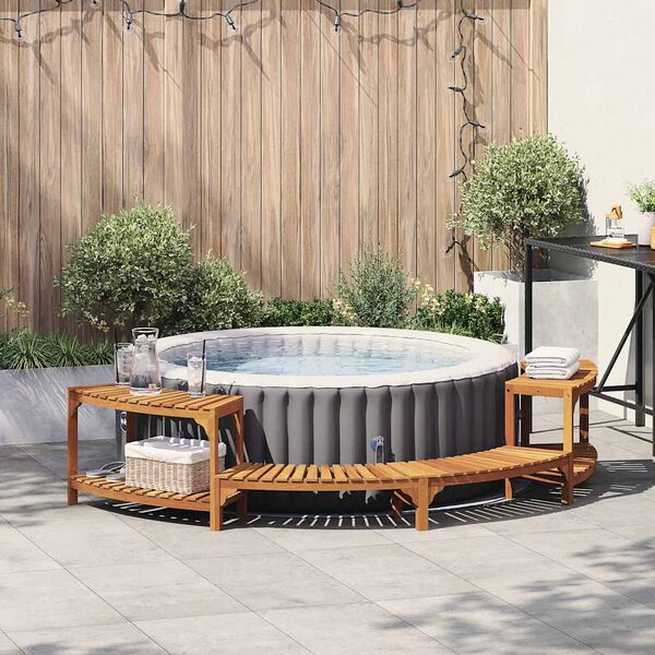 vidaXL Enceinte de bain &agrave; remous demi-ronde Marron 272 x 120 x 55,5 cm