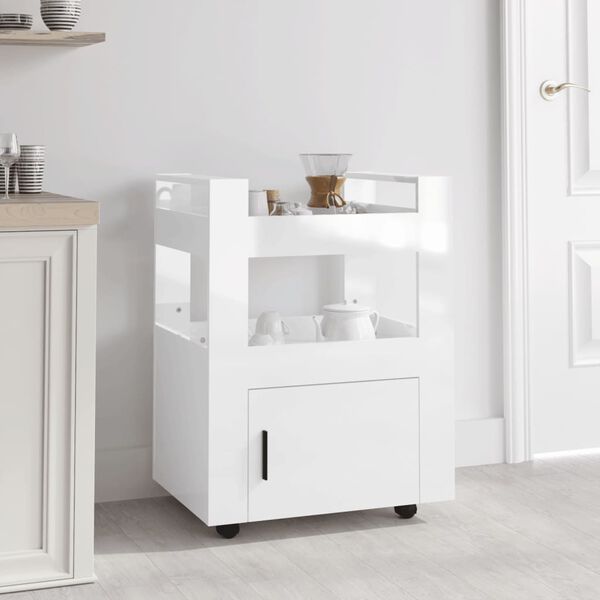 vidaXL Chariot de cuisine Blanc brillant 60x45x80 cm Bois d'ingénierie