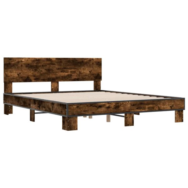 vidaXL Cadre de lit sans matelas ch&ecirc;ne fum&eacute; 160x200 cm