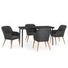 vidaXL Ensemble &agrave; manger de jardin avec coussins 5 pcs Noir