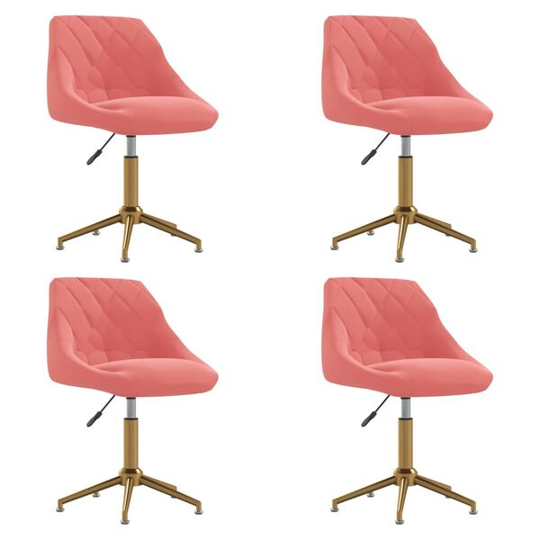 vidaXL Chaises pivotantes &agrave; manger lot de 4 rose velours
