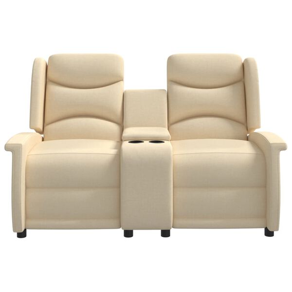 vidaXL Fauteuil inclinable 2 places avec porte-gobelets Cr&egrave;me Tissu