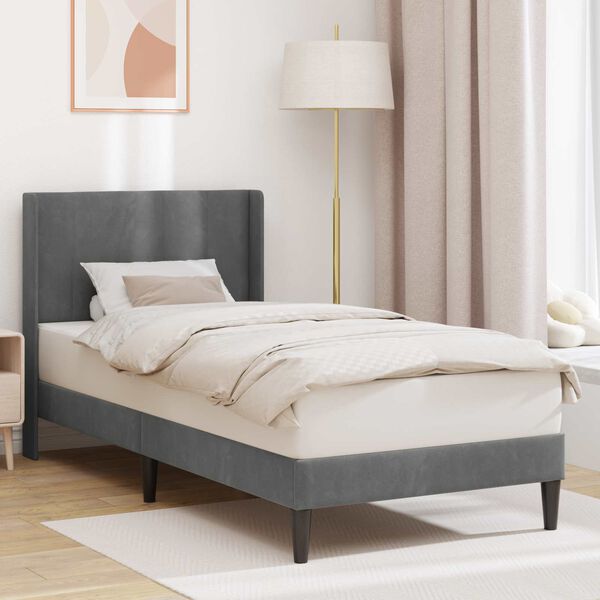 vidaXL Cadre de lit avec t&ecirc;te de lit Gris fonc&eacute; 80 x 200 cm Velours