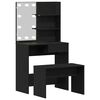 vidaXL Ensemble de table de maquillage LED 2 pcs Ch&ecirc;ne noir