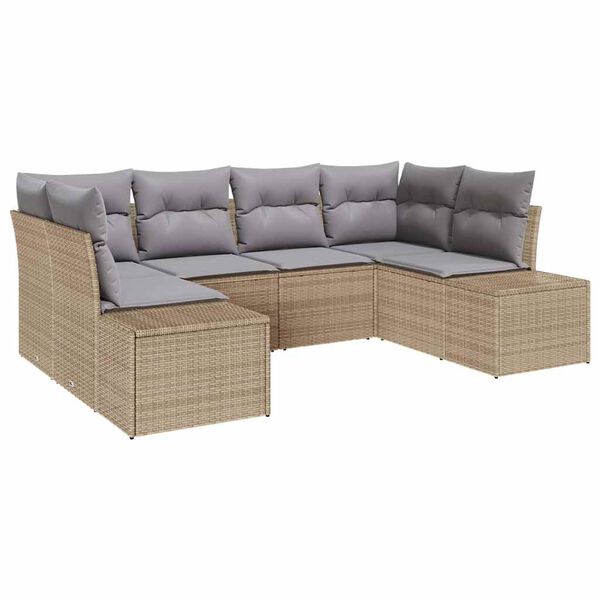 vidaXL Ensemble de canap&eacute; de jardin 6 pcs Beige et Gris clair