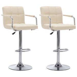 vidaXL Chaises de bar lot de 2 cr&egrave;me tissu