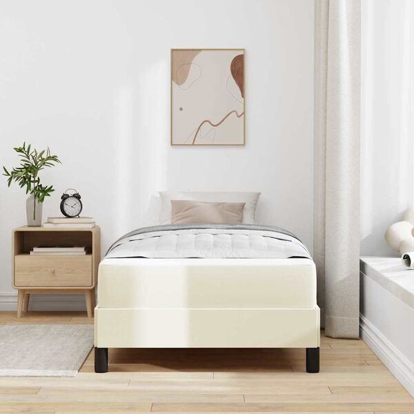 vidaXL Cadre de lit avec matelas Cr&egrave;me 100 x 200 cm tissu