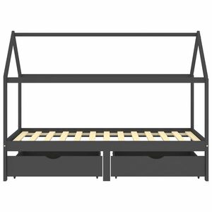 vidaXL Cadre de lit d'enfant avec tiroirs Gris fonc&eacute; Pin 90x200 cm