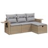 vidaXL Salon de jardin avec coussins 4pcs m&eacute;lange beige r&eacute;sine tress&eacute;e