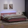 vidaXL Sommier &agrave; lattes de lit avec matelas et LED rose 200x210 cm velours