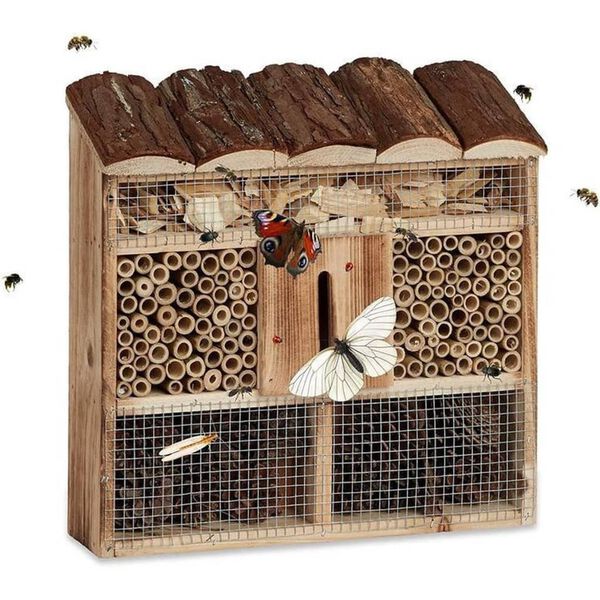 HI Maison &agrave; insectes bois naturel 30x9,5x30 cm