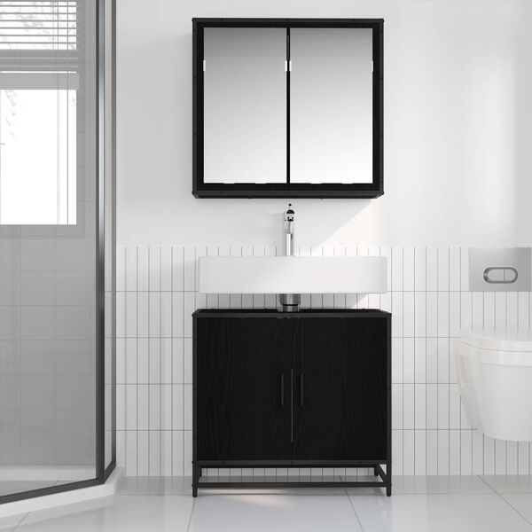 vidaXL Ensemble de mobilier de salle de bain 2 pcs Ch&ecirc;ne noir