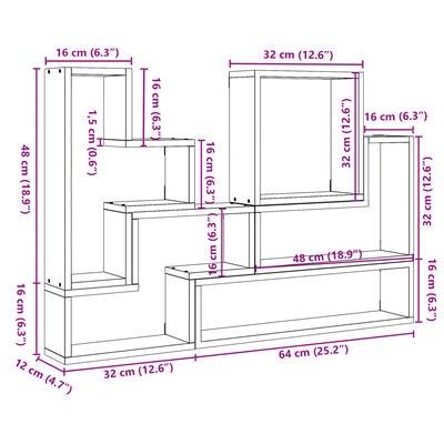 vidaXL Étagère murale chêne fumé 96x12x64 cm bois d'ingénierie