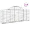 vidaXL Paniers &agrave; gabions arqu&eacute;s 15 pcs 200x30x80/100 cm Fer galvanis&eacute;